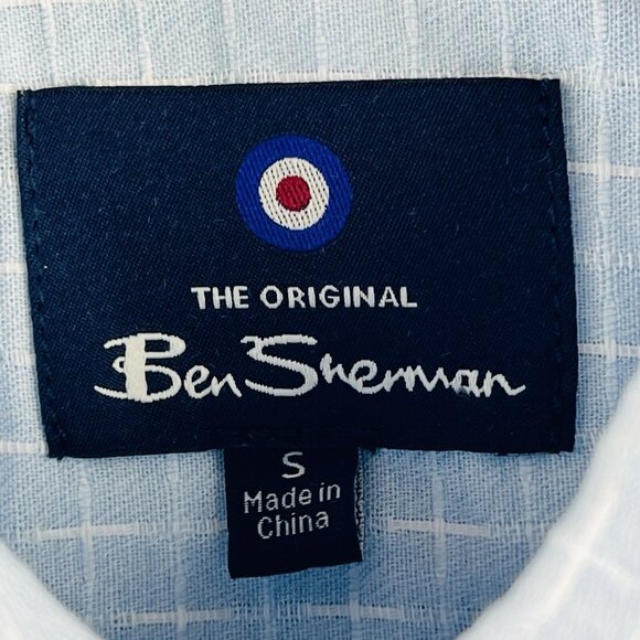 Ben Sherman Men's Plaid Short Sleeve Blue Shirt Size Small Textured Slub NWT - Picture 8 of 12
